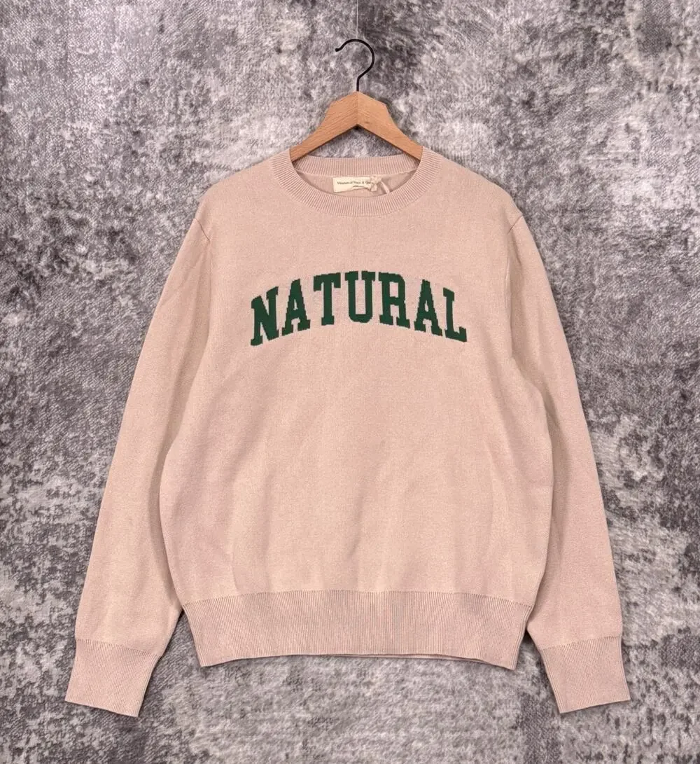New Museum Of Peace & Quiet Sweater Large Mens Natural Jacquard Knit Pullover